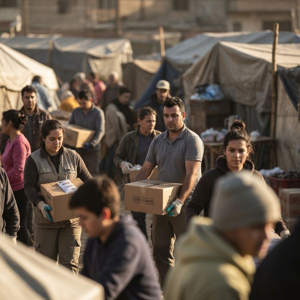 Distribución de ayuda humanitaria en comunidad